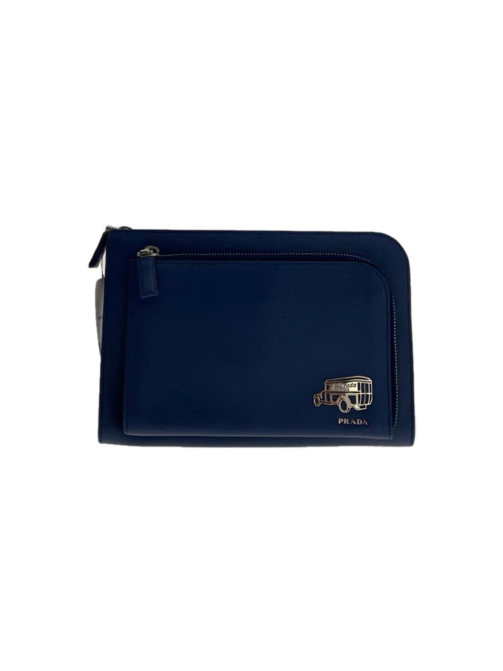Prada Saffiano Shoulder Bag Leather Blue
